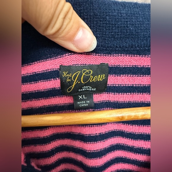 Men’s J.Crew Pink And Blue Striped Cashmere Johnny Collar Short Sleeve Top XL - Picture 3 of 8